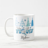 小さな感じ冬の雪だるまが個人化さ霜の降りたれている コーヒーマグカップ (左)