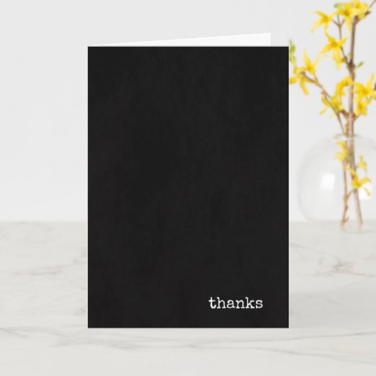 小さな感謝してい文字オン黒 カード (黄色い花)