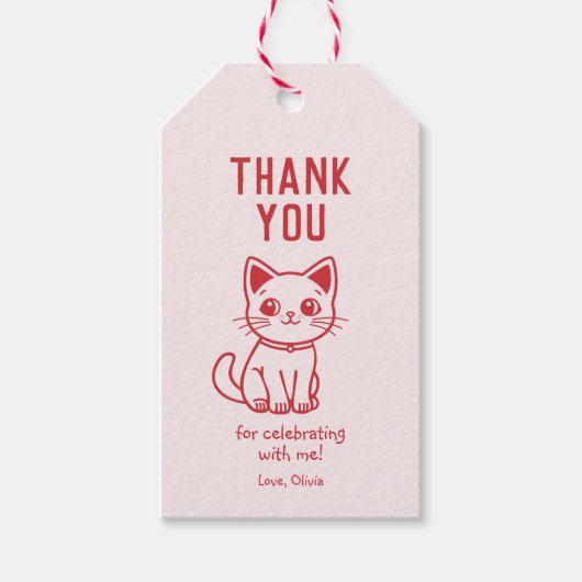 小さな感謝してい猫より（色を変える） ギフトタグ (正面)