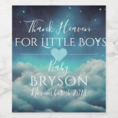 小さな感謝してい男の子のための天国|雲と星の空 ワインラベル (シングルラベル)