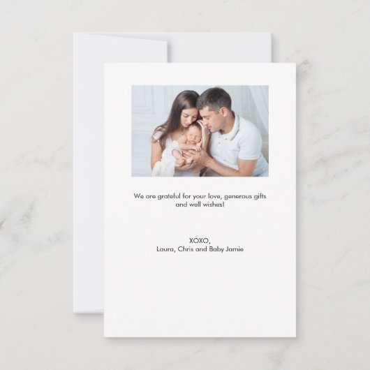 小さな手モダン置き赤ちゃんシャワー写真 サンキューカード (裏面)