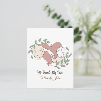 小さな手 大きな愛 お母さん 花の線画 ポストカード