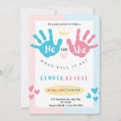 小さな手、大きな驚き：ピンクと青のジェンダーのリビジョン 招待状 (正面)