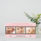 小さな手、小さな足誕生のお知らせ（ピンク） 案内状 (スタンド正面)