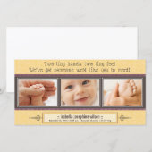 小さな手、小さな足誕生のお知らせ（黄色） 案内状 (正面/裏面)