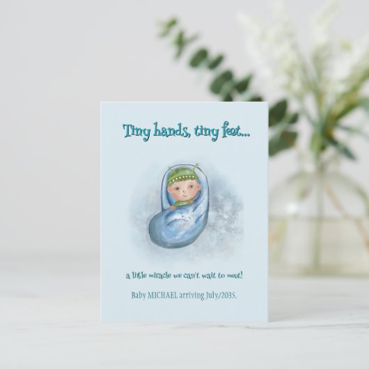 小さな手、小さな足 – 妊娠の発表 案内ポストカード (スタンド正面)