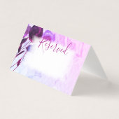 小さな折り畳まれた紫の梅のバラの折り結婚畳み 名刺 (正面)