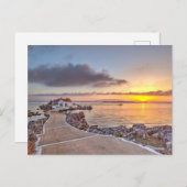 小さな教会の日の出Agios Isidoros Chios ポストカード (正面/裏面)