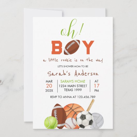 小さな新人それは男の子スポーツ赤ちゃんシャワー 招待状