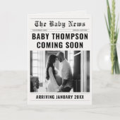 小さな新聞スタイル妊娠発表 カード (正面)