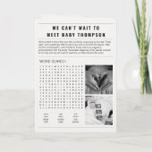 小さな新聞スタイル妊娠発表 カード (裏面)