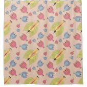 小さな昆虫の蛾のイラストレーションのライトパターン シャワーカーテン (正面)