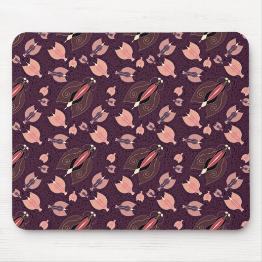 小さな昆虫の蛾のイラストレーションの暗いパターン マウスパッド (正面)