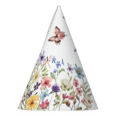 小さな明るいワイルドフラワーウォータカラー誕生日 パーティーハット (左)