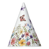 小さな明るいワイルドフラワーウォータカラー誕生日 パーティーハット (右)