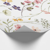 小さな明るいワイルドフラワーウォータカラー誕生日 ラッピングペーパー (角)