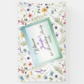 小さな明るいワイルドフラワーウォータカラー誕生日 横断幕 (縦)