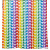 小さな明るい色のハート シャワーカーテン (正面)