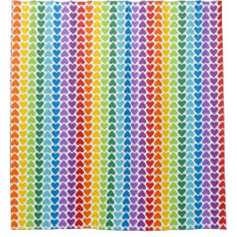 小さな明るい色のハート シャワーカーテン