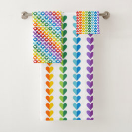 小さな明るい色のハート バスタオルセット