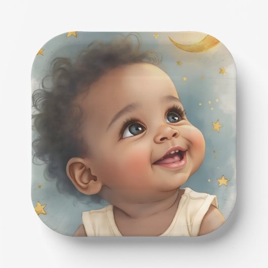 小さな星が途中ベビーシャワープレート ペーパープレート (正面)