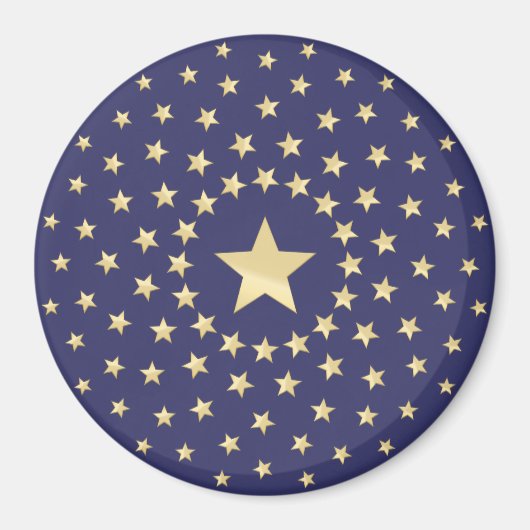 小さな星で囲まれた大きな金の星 マグネット (正面)