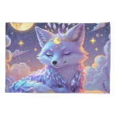 小さな星のささやき月夜の狐が平和に眠る 枕カバー (裏面)