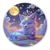 小さな星のささやき月夜の狐の平和な眠り セラミックノブ (正面)