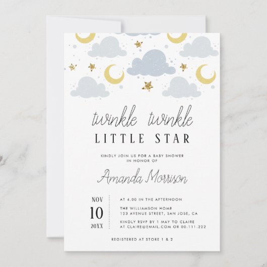 小さな星の赤ちゃんシャワーの招待状 招待状 (正面)