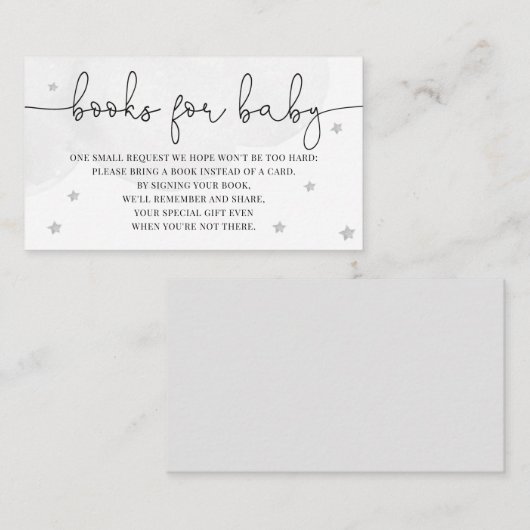 小さな星の赤ちゃんシャワーの本ベビーグレー エンクロージャーカード (正面/裏面)
