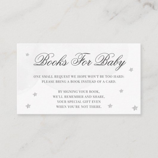 小さな星の赤ちゃんシャワーの本ベビーグレー エンクロージャーカード (正面)