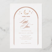 小さな星の赤男女兼用ちゃんシャワーバラ金ゴールド 箔招待状 (正面)