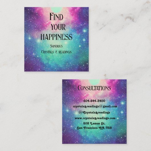 小さな星ネブラ銀河系カラフルクローズアップ スクエア名刺 (正面/裏面)