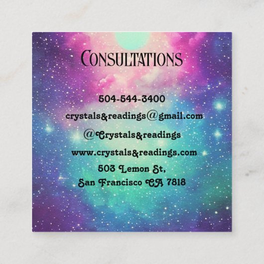 小さな星ネブラ銀河系カラフルクローズアップ スクエア名刺 (裏面)