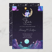 小さな星 |宇宙 | Moon Baby Shour 招待状 (正面/裏面)