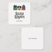 小さな暖かい願いカード、ホリデークリスマスビレッジ ノートカード (正面/裏面)