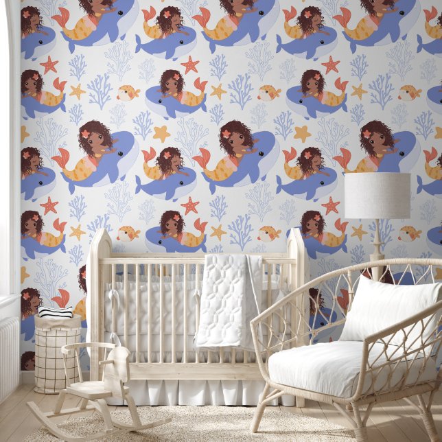 小さな暗い女の子人魚クジラ 壁紙