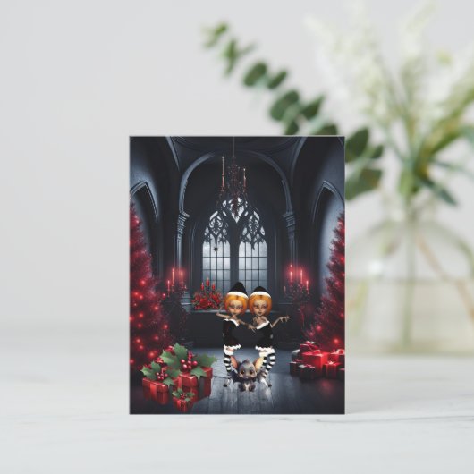 小さな暗い小妖精や小人祝のクリスマス シーズンカード (スタンド正面)