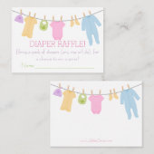 小さな服ベビーシャワーおむつラッフルチケット エンクロージャーカード (正面/裏面)