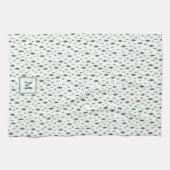 小さな木々のモノグラムのクリスマス キッチンタオル (横)