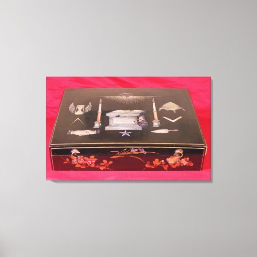 小さな木製のケース、フリーメーソンのシンボル キャンバスプリント (正面)