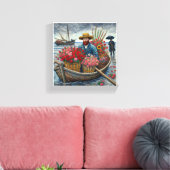 小さな木製のボートに乗った男ヴァン・ゴッホ・アート キャンバスプリント (インサイチュ (リビング))