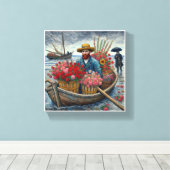 小さな木製のボートに乗った男ヴァン・ゴッホ・アート キャンバスプリント (インサイチュ (ウッドフロア))