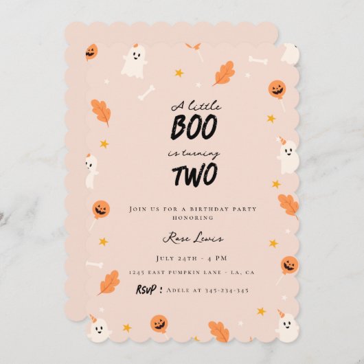 小さな本が二つの誕生日を告げる 招待状 (正面/裏面)