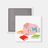 小さな本の恋人(可愛い漫画の豚)磁石 マグネット (正面/裏面)