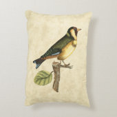 小さな枝に止まった黄色と緑の鳥 アクセントクッション (裏面(縦))