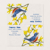 小さな枝の花の赤い青の鳥を歌う 名刺 (外部フラット)
