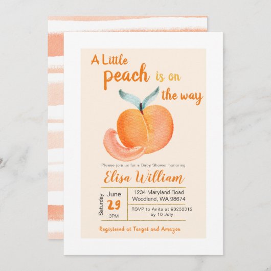 小さな桃が誘いに来る 招待状 (正面/裏面)