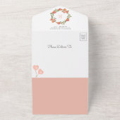 小さな桃が赤ちゃんシャワーの途中にある オールインワン招待状 (外側)