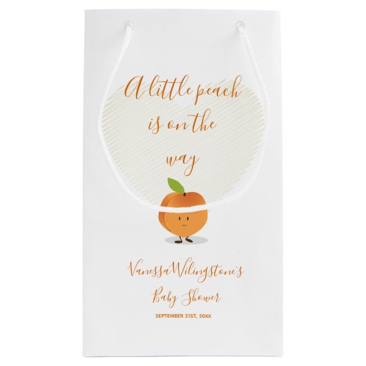 小さな桃が赤ちゃんシャワーの途中にある スモールペーパーバッグ (裏面)